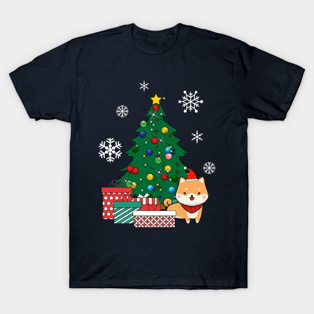 Shiba Inu Around The Christmas Tree T-Shirt by Nova5